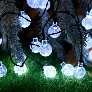 Solar LED Bubble Ball Light String – Outdoor Tent & Garden Atmosphere Lighting (Color & Length Options)